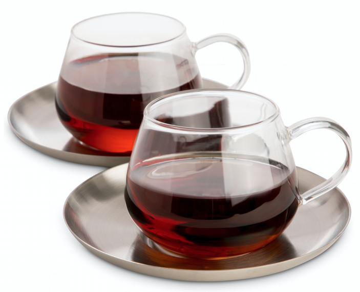 Glass Teacup and Saucer Set